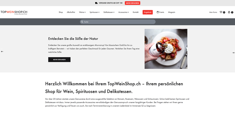 WooCommerce and WordPress TopWeinShop Development portfolio gallery image 1
